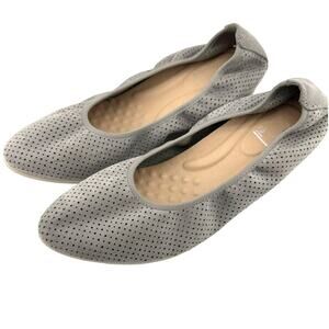 Lauren Blakwell Lila Comfort Gray Faux Suede Pointed Toe Flats 8